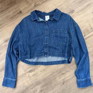 Aerie Dark Blue Denim crop shirt